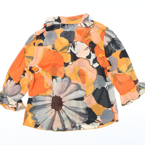 Per Una Womens Orange Floral Polyester Basic Blouse Size 12 Collared