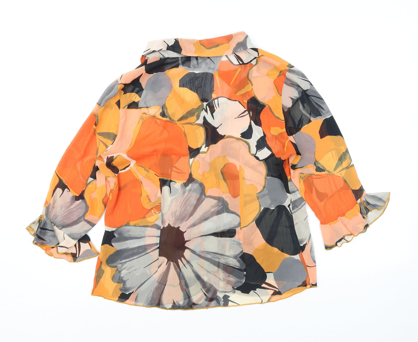 Per Una Womens Orange Floral Polyester Basic Blouse Size 12 Collared