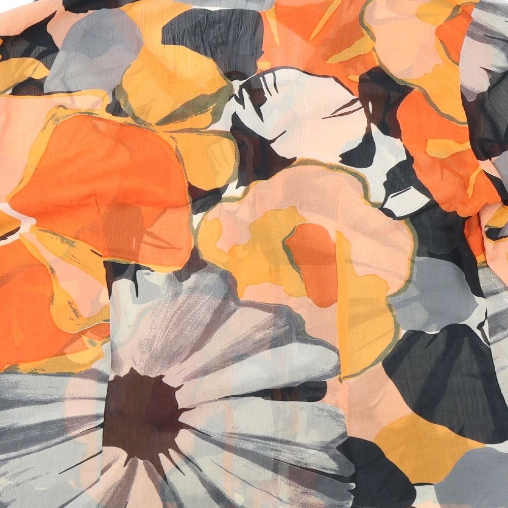 Per Una Womens Orange Floral Polyester Basic Blouse Size 12 Collared