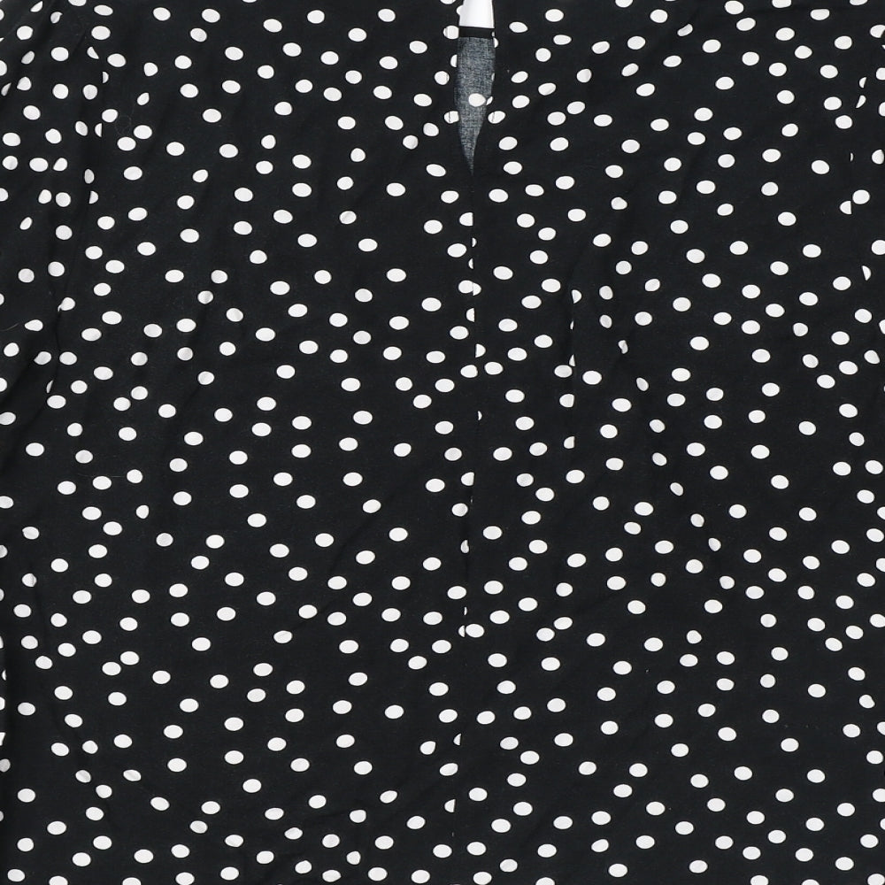 New Look Womens Black Polka Dot Viscose Basic Blouse Size 12 Round Neck