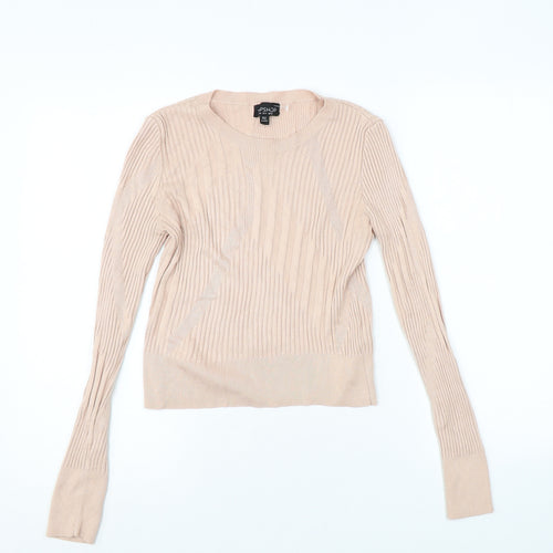 Topshop Womens Pink Round Neck Viscose Pullover Jumper Size 8