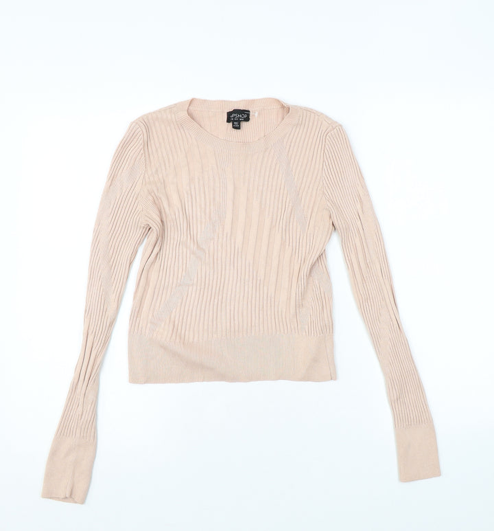 Topshop Womens Pink Round Neck Viscose Pullover Jumper Size 8