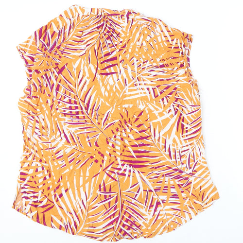 Bonmarché Womens Orange Geometric Viscose Basic Button-Up Size 16 V-Neck