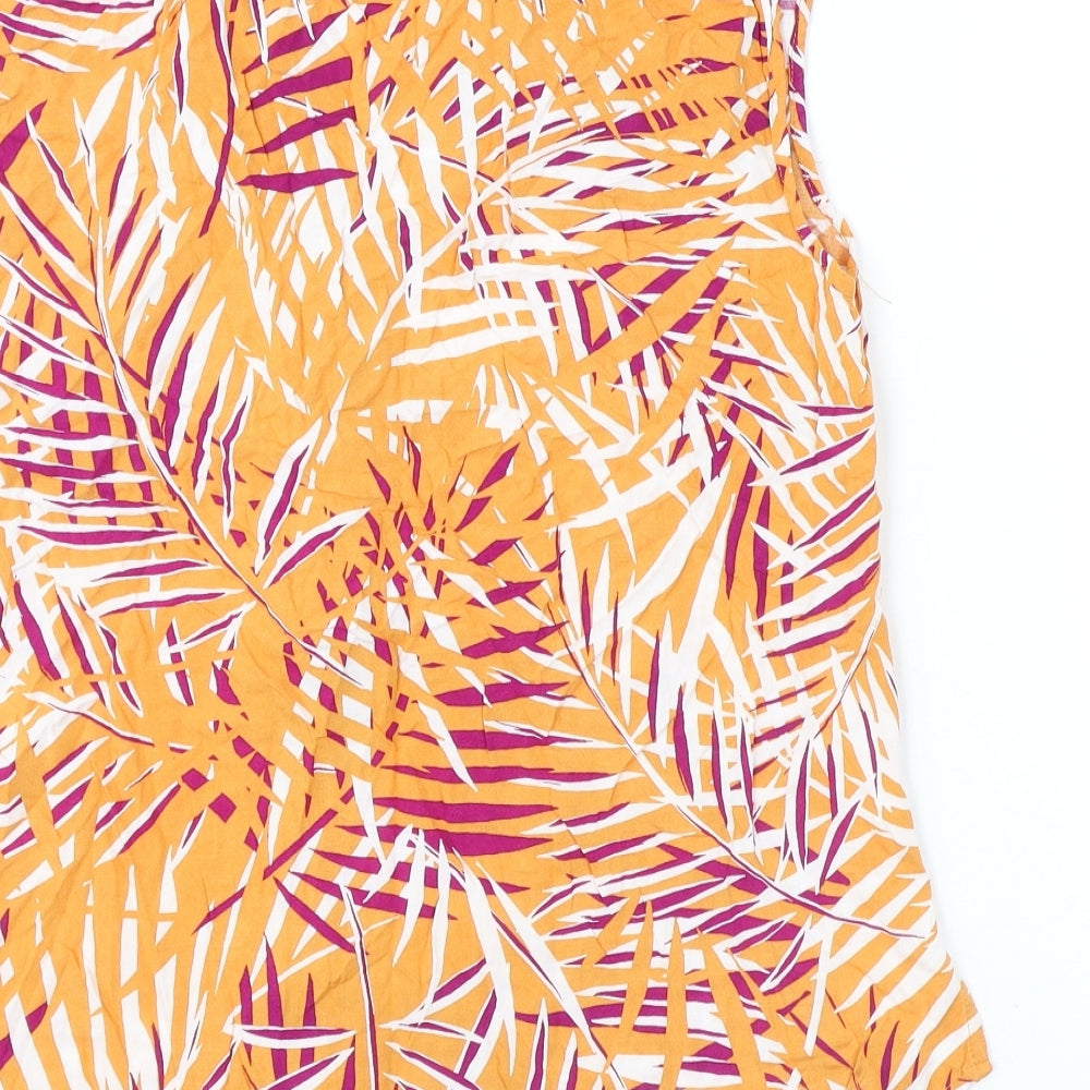 Bonmarché Womens Orange Geometric Viscose Basic Button-Up Size 16 V-Neck
