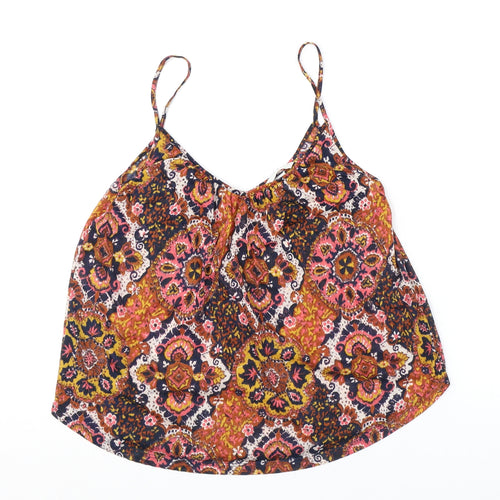H&M Womens Multicoloured Geometric Polyester Camisole Tank Size S Scoop Neck