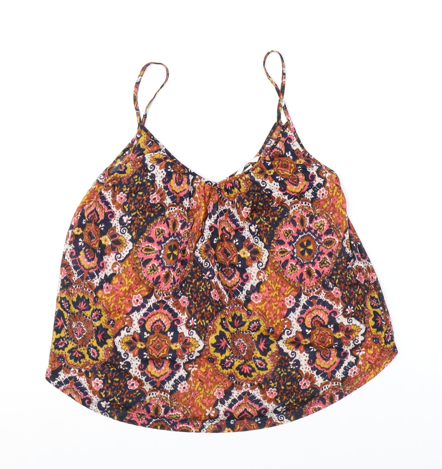 H&M Womens Multicoloured Geometric Polyester Camisole Tank Size S Scoop Neck