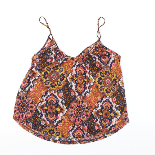 H&M Womens Multicoloured Geometric Polyester Camisole Tank Size S Scoop Neck