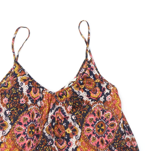 H&M Womens Multicoloured Geometric Polyester Camisole Tank Size S Scoop Neck