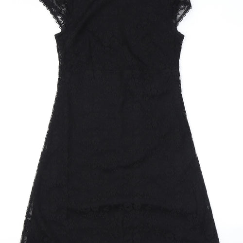 AMARANTO Womens Black Polyester A-Line Size 10 Boat Neck Pullover