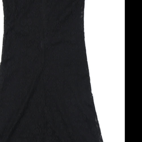 AMARANTO Womens Black Polyester A-Line Size 10 Boat Neck Pullover