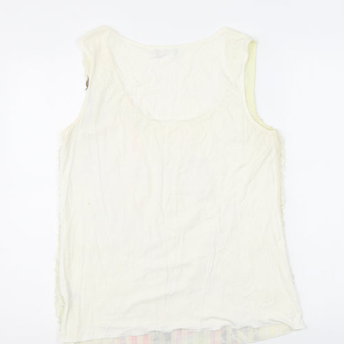Per Una Womens White Polyester Basic Tank Size 14 Scoop Neck - Floral Print