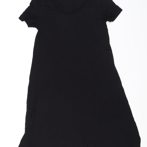 VERO MODA Womens Black Polyester T-Shirt Dress Size S Scoop Neck Pullover