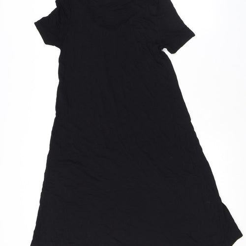 VERO MODA Womens Black Polyester T-Shirt Dress Size S Scoop Neck Pullover