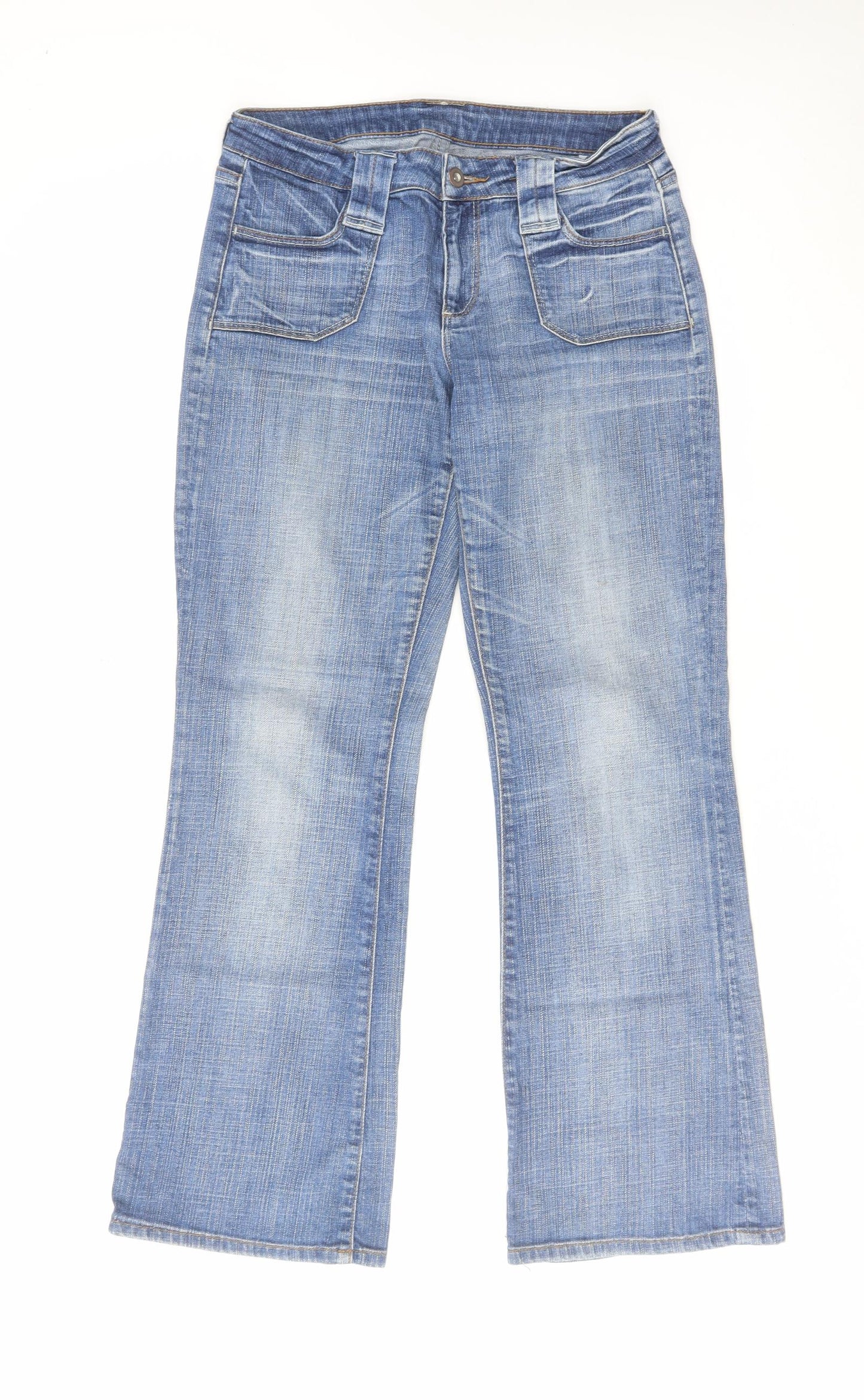 Marks and Spencer Womens Blue Cotton Bootcut Jeans Size 10 L29 in Regular Zip