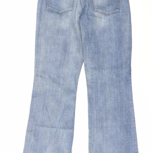 Marks and Spencer Womens Blue Cotton Bootcut Jeans Size 10 L29 in Regular Zip