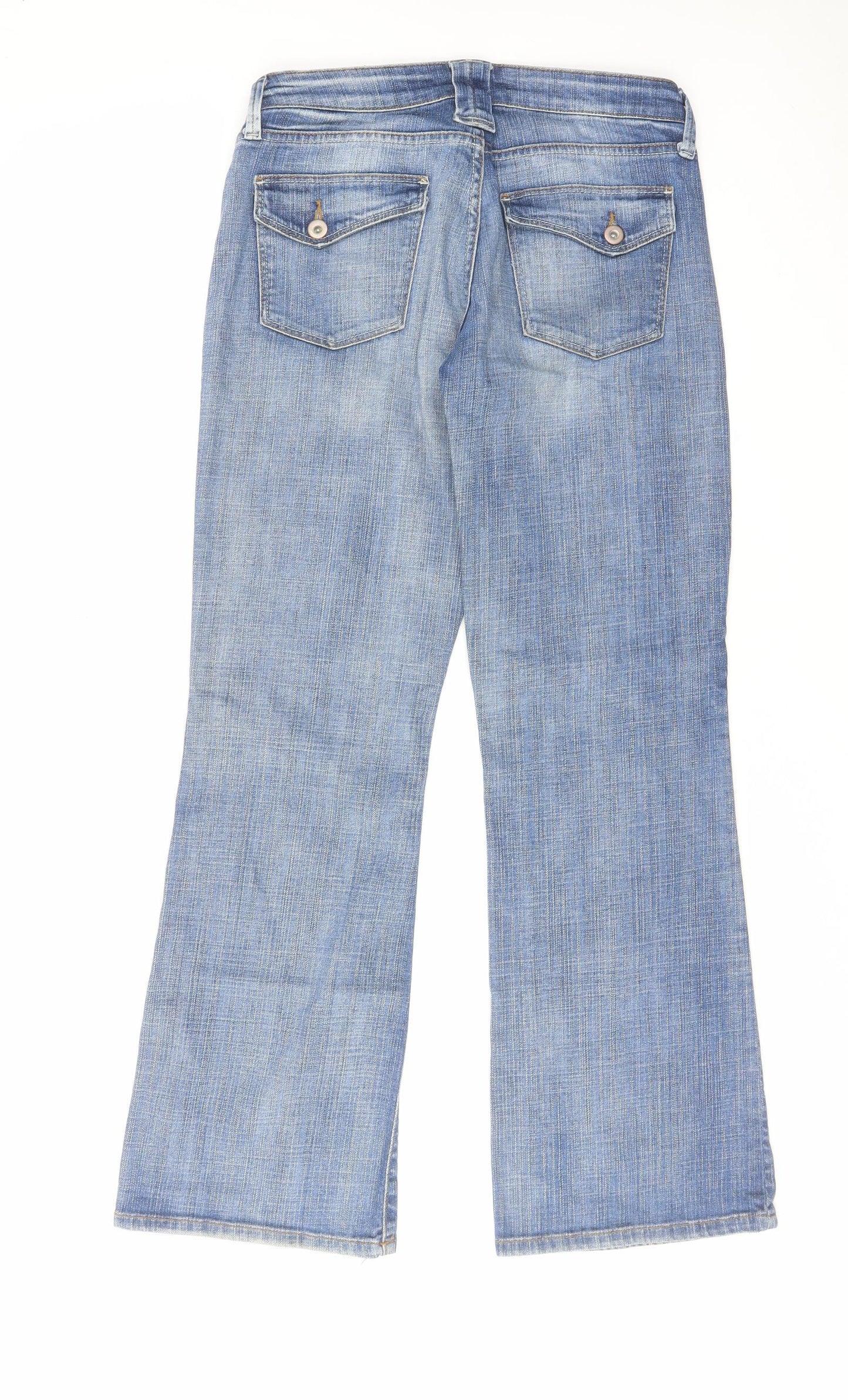 Marks and Spencer Womens Blue Cotton Bootcut Jeans Size 10 L29 in Regular Zip