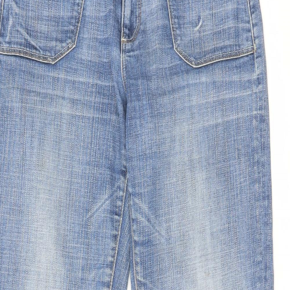 Marks and Spencer Womens Blue Cotton Bootcut Jeans Size 10 L29 in Regular Zip