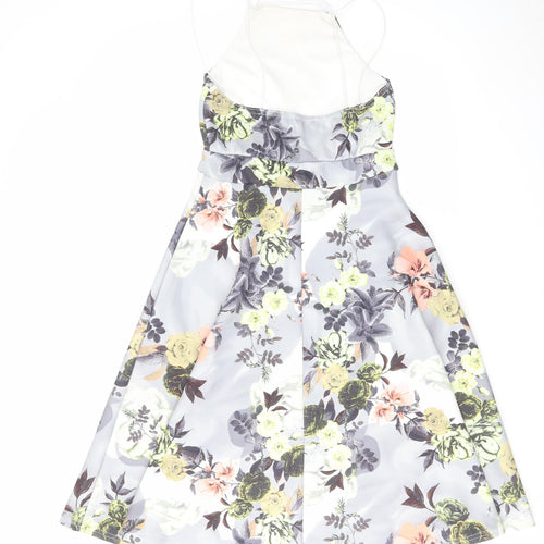 Boohoo Womens Multicoloured Floral Polyester A-Line Size 10 Square Neck Pullover