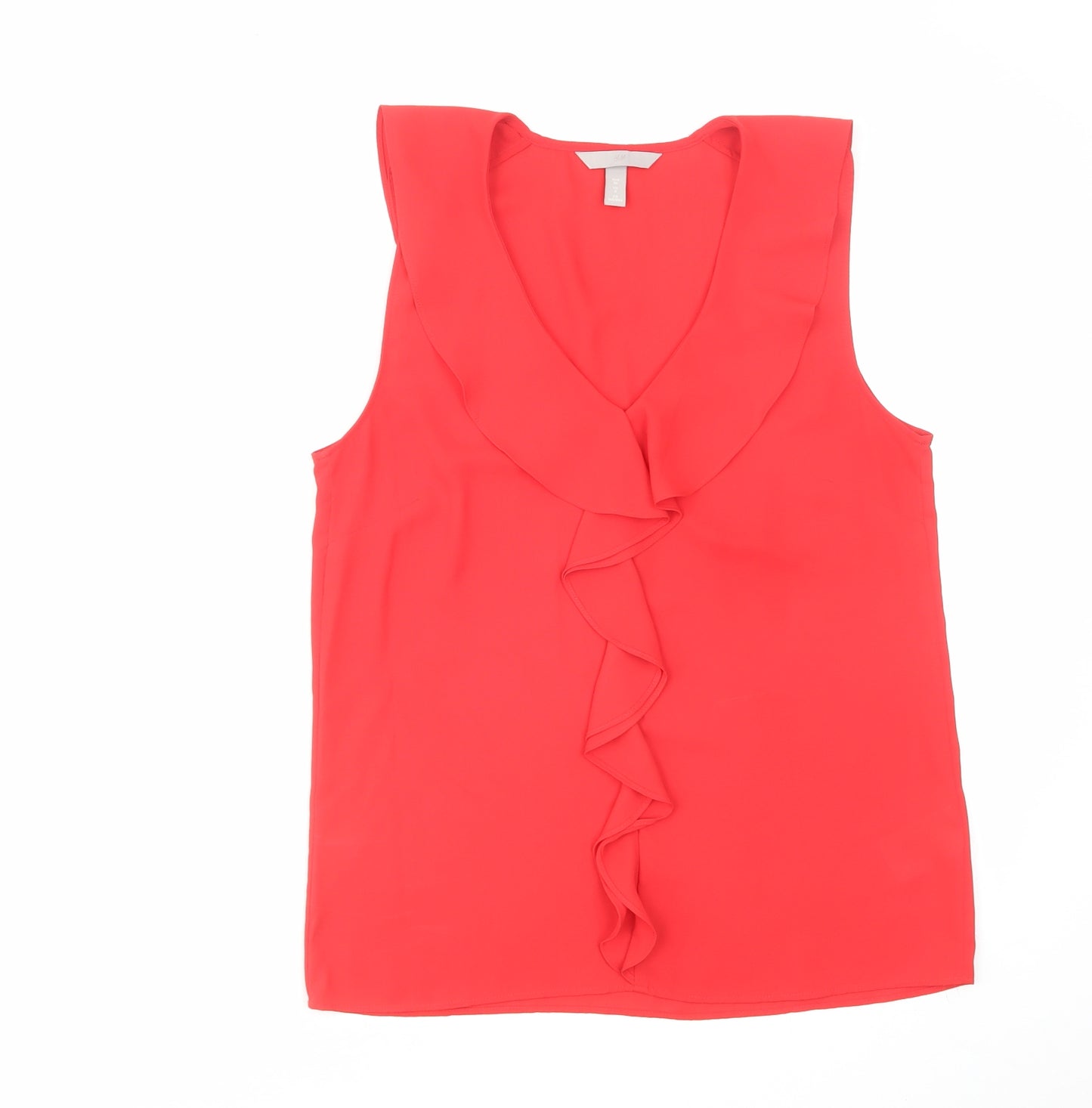H&M Womens Red Polyester Basic Tank Size 8 V-Neck