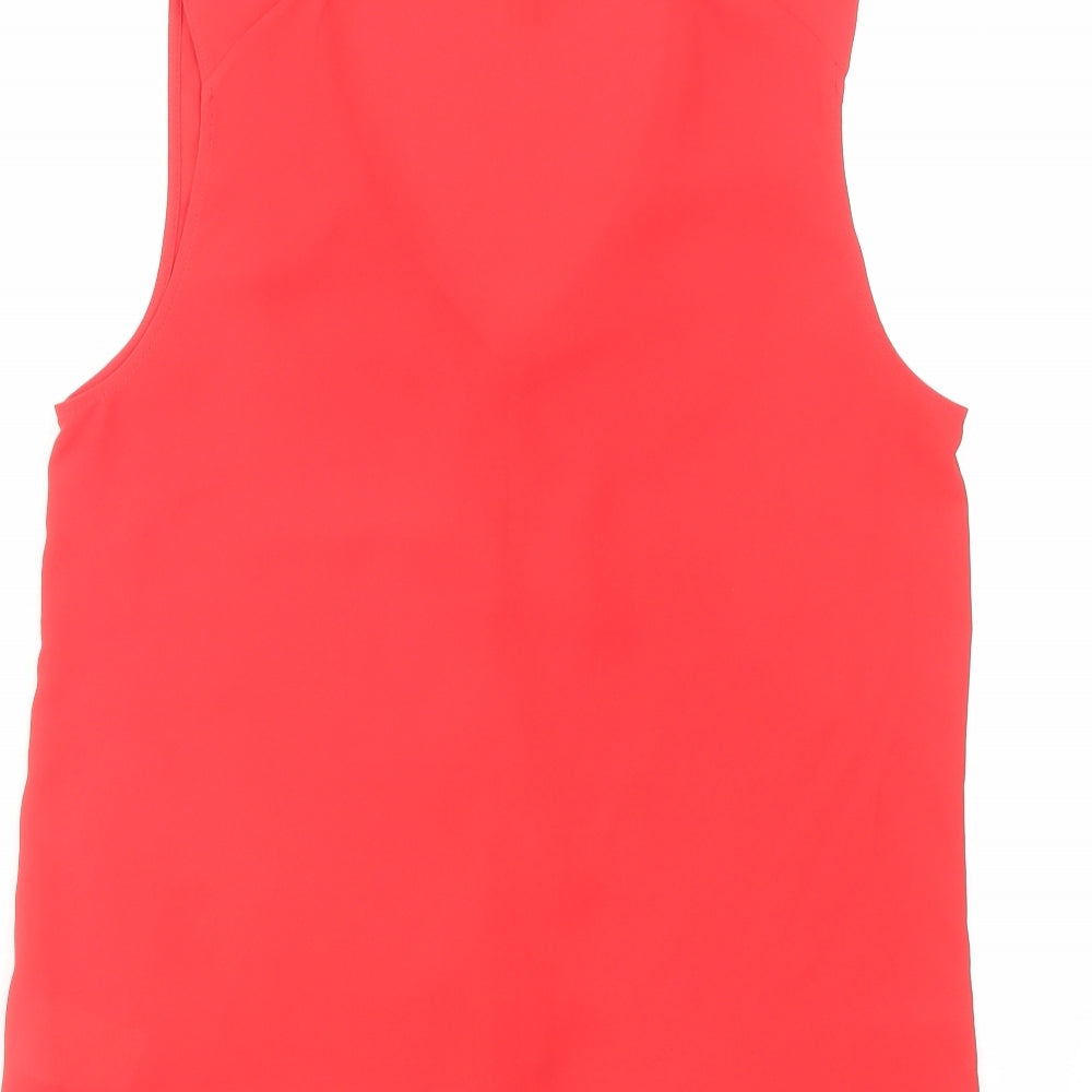 H&M Womens Red Polyester Basic Tank Size 8 V-Neck