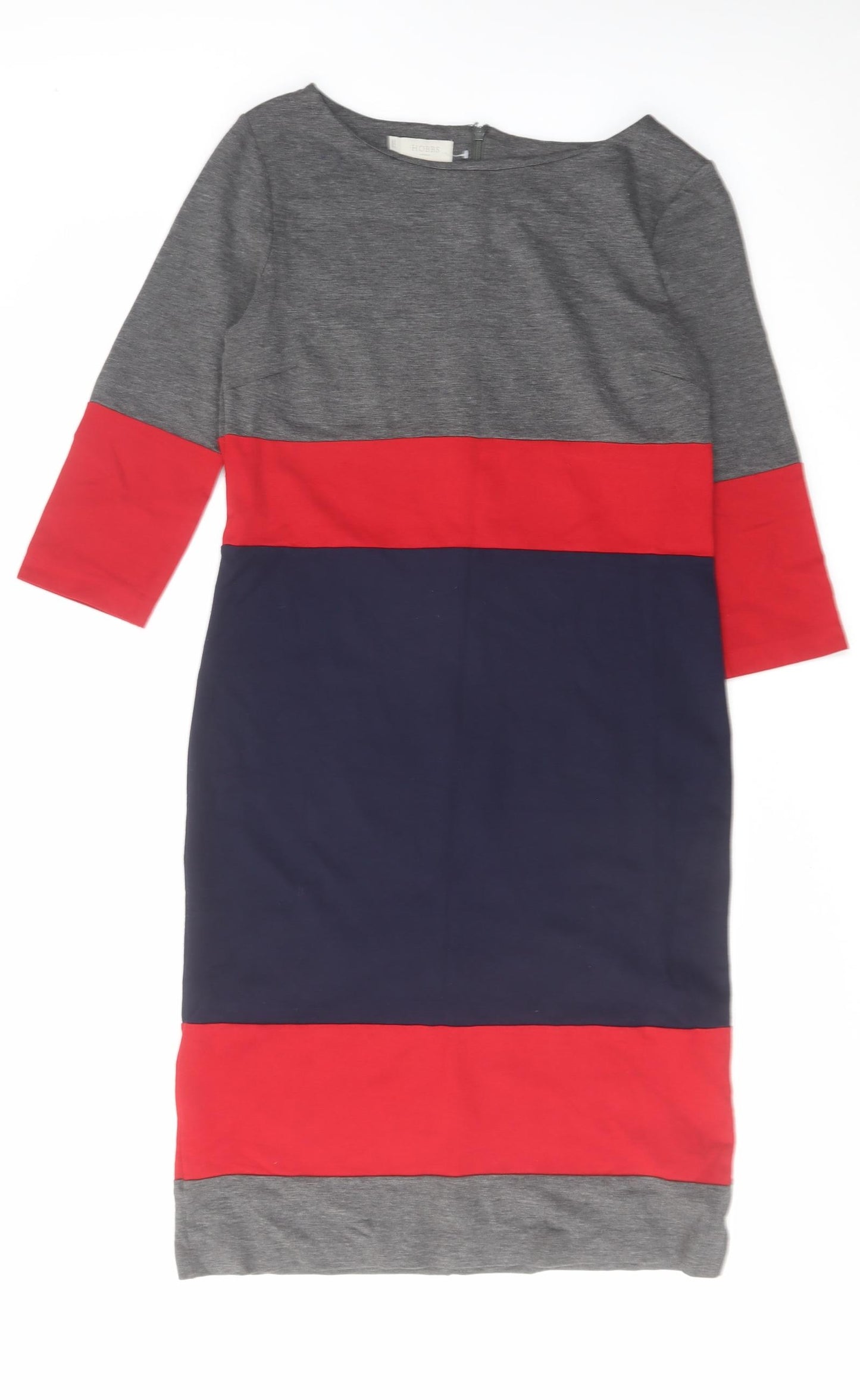 Hobbs Womens Multicoloured Colourblock Polyester Jumper Dress Size 14 Boat Neck Zip