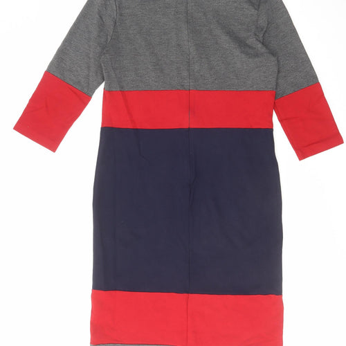Hobbs Womens Multicoloured Colourblock Polyester Jumper Dress Size 14 Boat Neck Zip