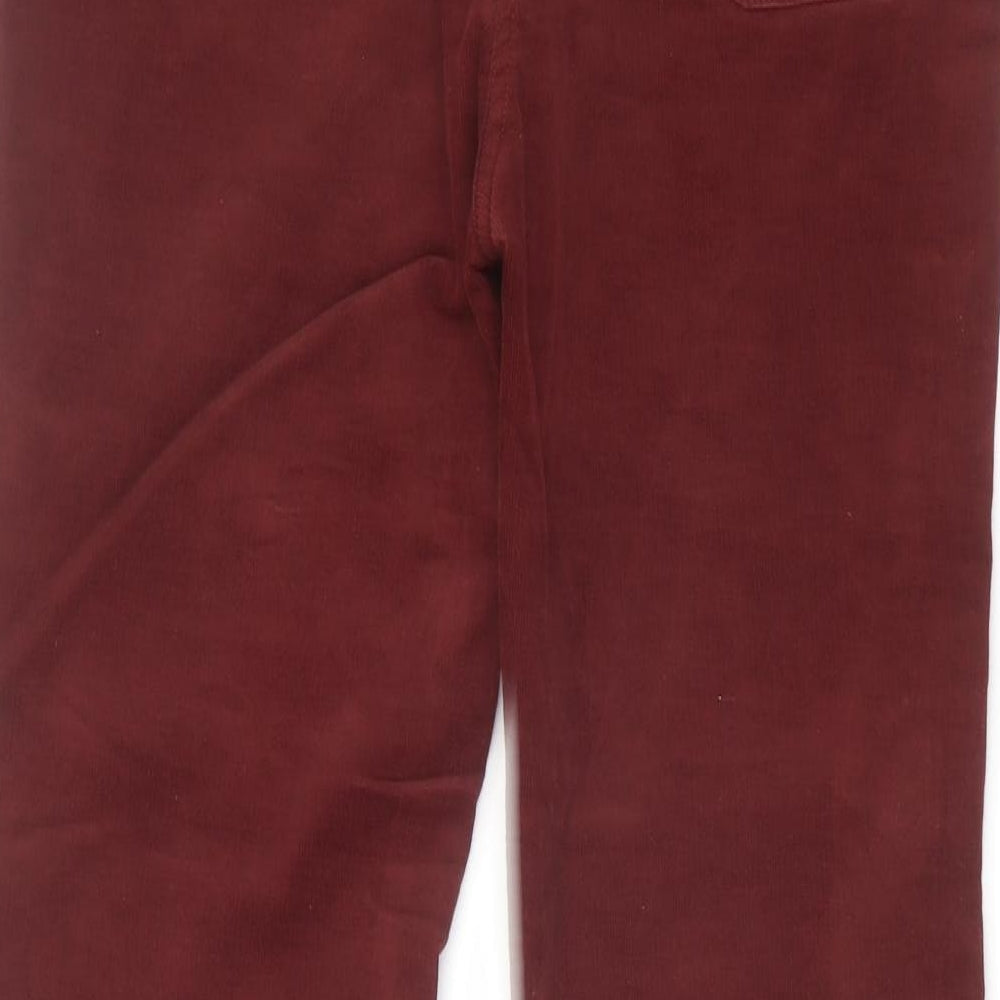 Per Una Womens Red Cotton Trousers Size 14 L27 in Regular Zip