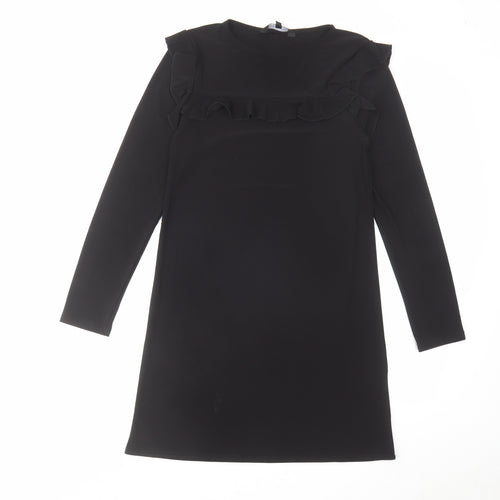 New Look Womens Black Polyester A-Line Size 8 Round Neck Pullover