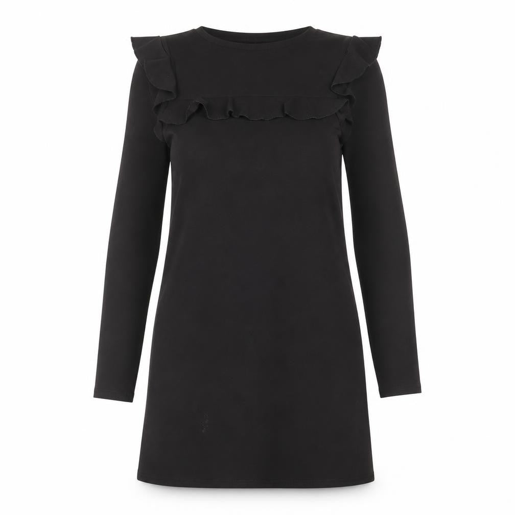 Front view of New Look women’s black polyester a-line, size UK 8, round neck pullover