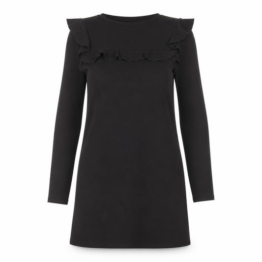 Front view of New Look women’s black polyester a-line, size UK 8, round neck pullover