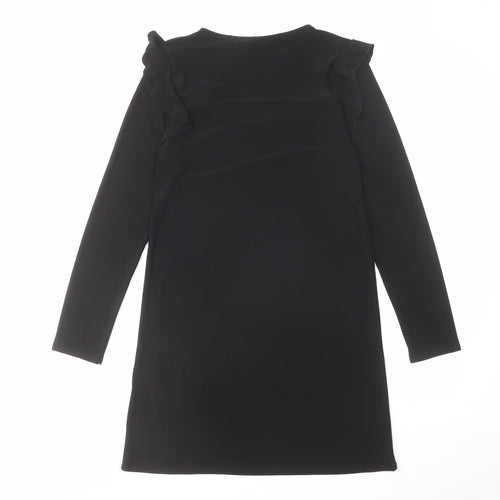 New Look Womens Black Polyester A-Line Size 8 Round Neck Pullover