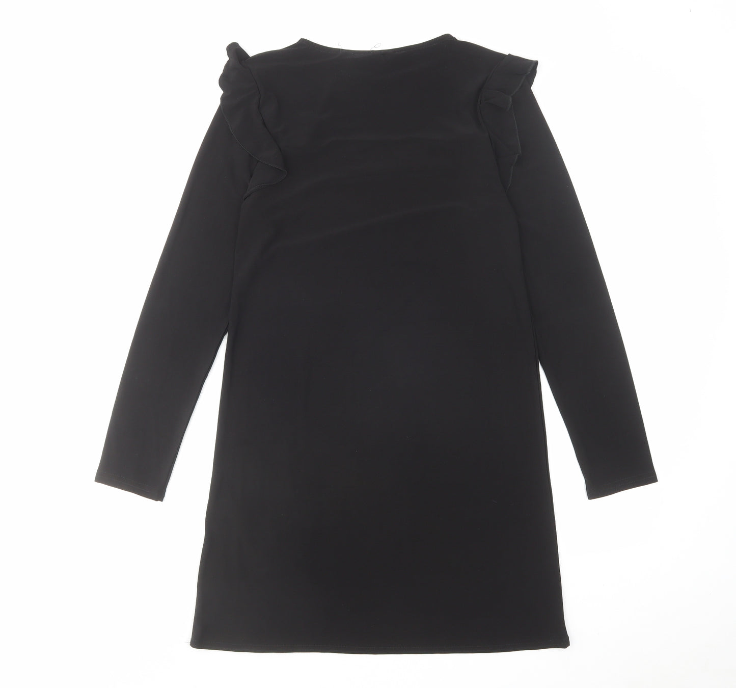 New Look Womens Black Polyester A-Line Size 8 Round Neck Pullover