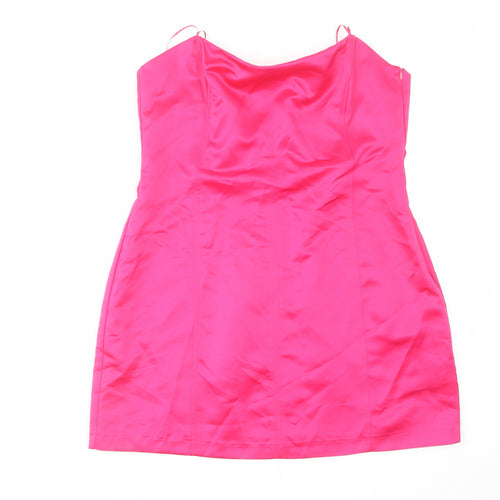 Zara Womens Pink Polyester Mini Size L Off the Shoulder Zip