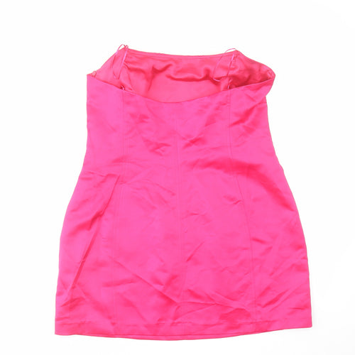 Zara Womens Pink Polyester Mini Size L Off the Shoulder Zip