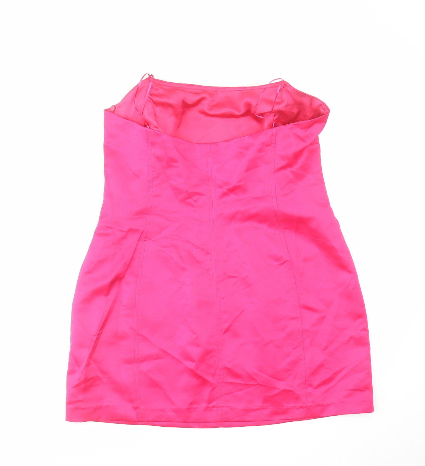 Zara Womens Pink Polyester Mini Size L Off the Shoulder Zip