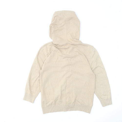 Topshop Womens Beige Cotton Full Zip Hoodie Size 10 Zip