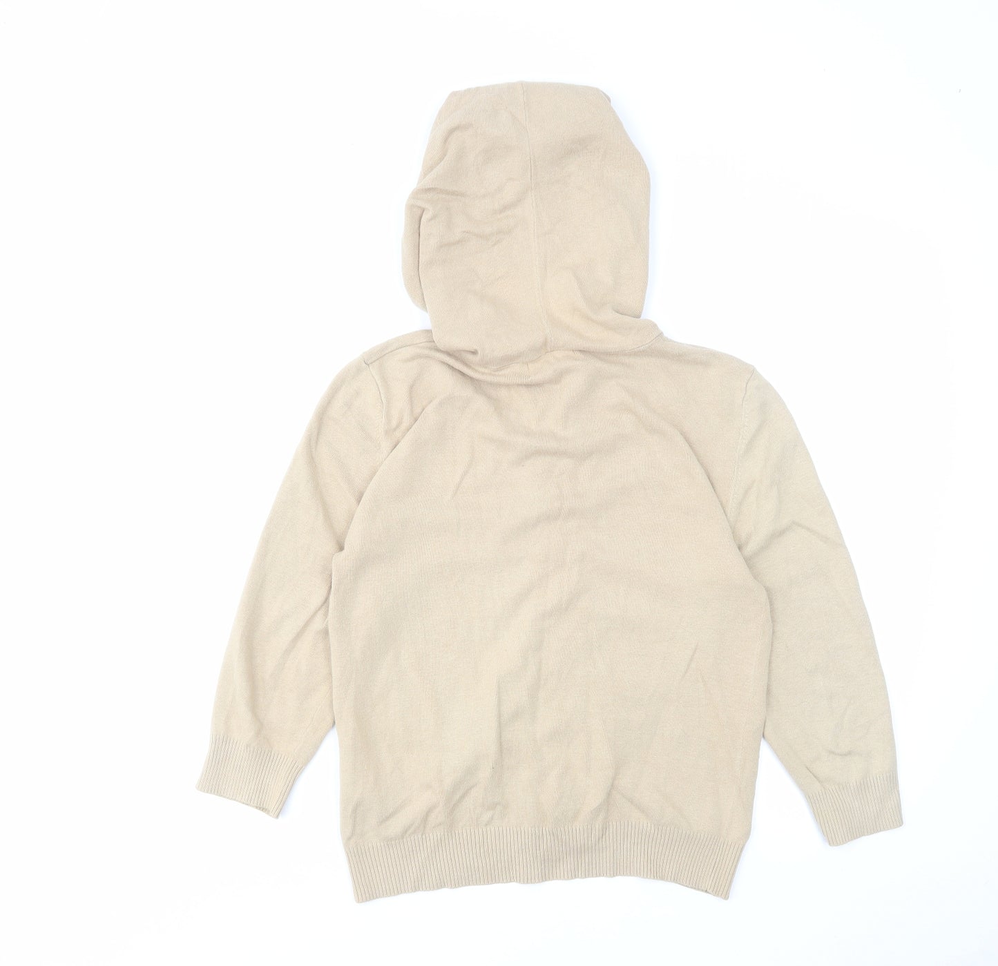 Topshop Womens Beige Cotton Full Zip Hoodie Size 10 Zip