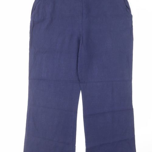 Label Be Womens Blue Viscose Trousers Size 16 L27 in Regular Zip