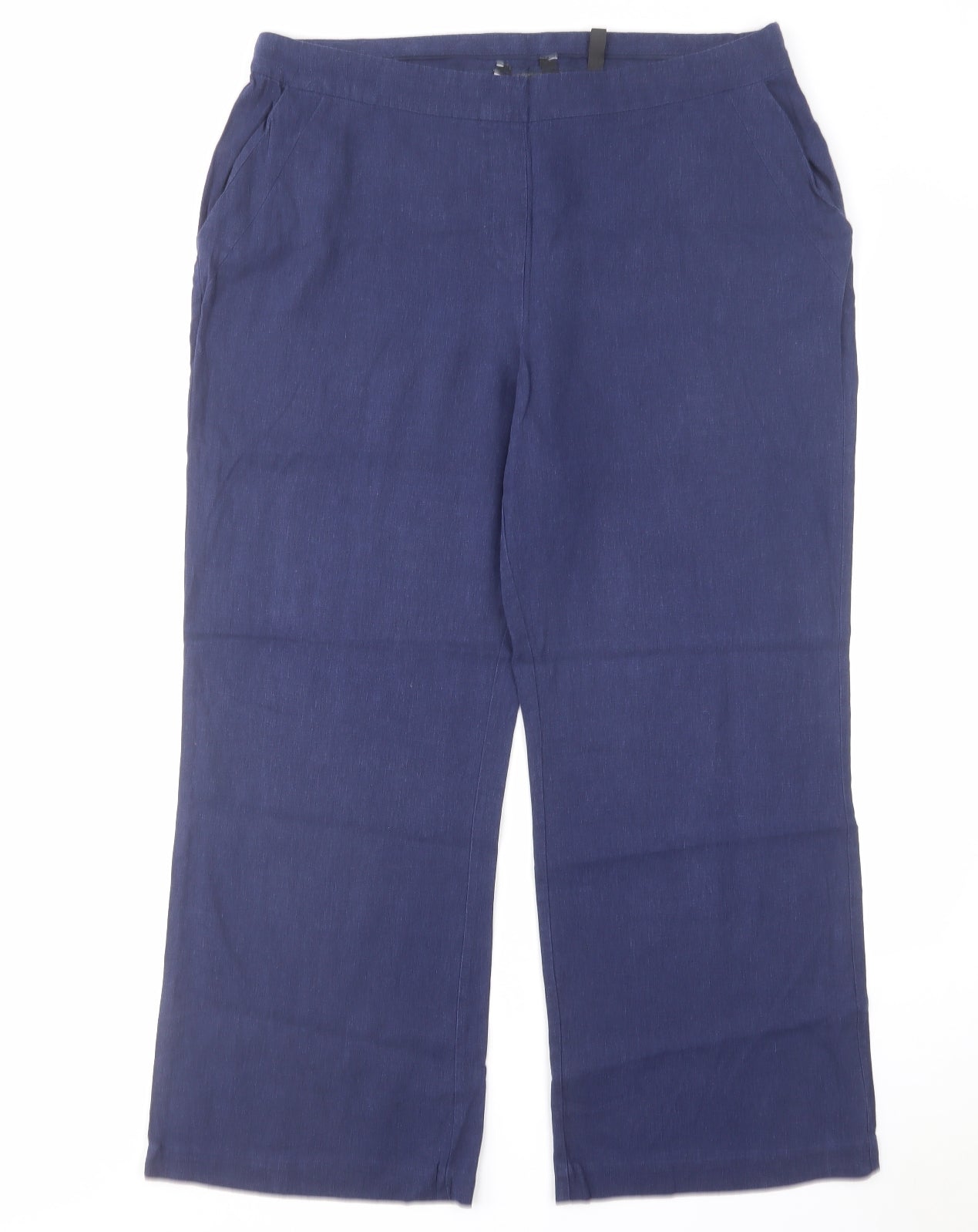 Label Be Womens Blue Viscose Trousers Size 16 L27 in Regular Zip