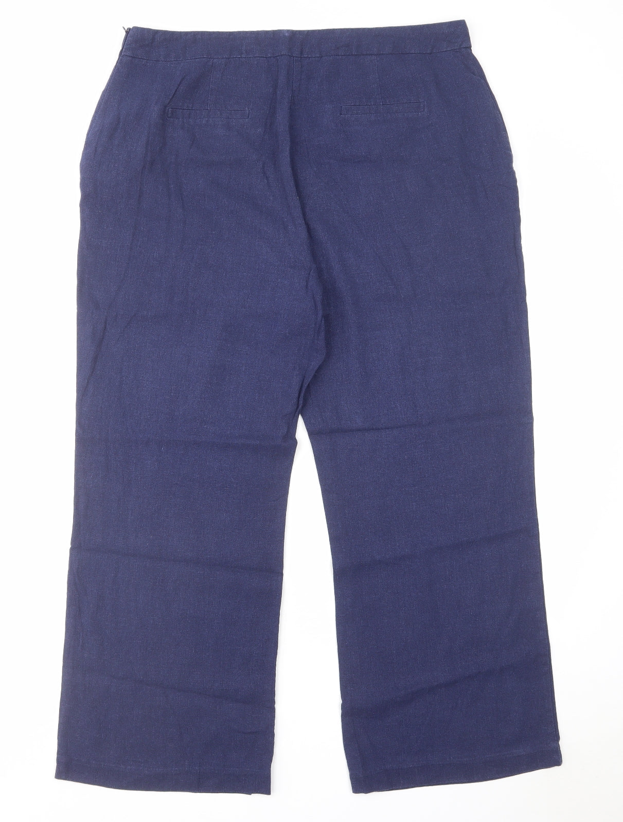 Label Be Womens Blue Viscose Trousers Size 16 L27 in Regular Zip