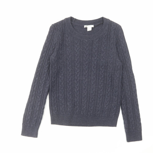 H&M Womens Blue Round Neck Acrylic Pullover Jumper Size XS