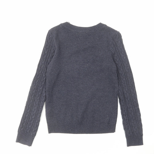 H&M Womens Blue Round Neck Acrylic Pullover Jumper Size XS