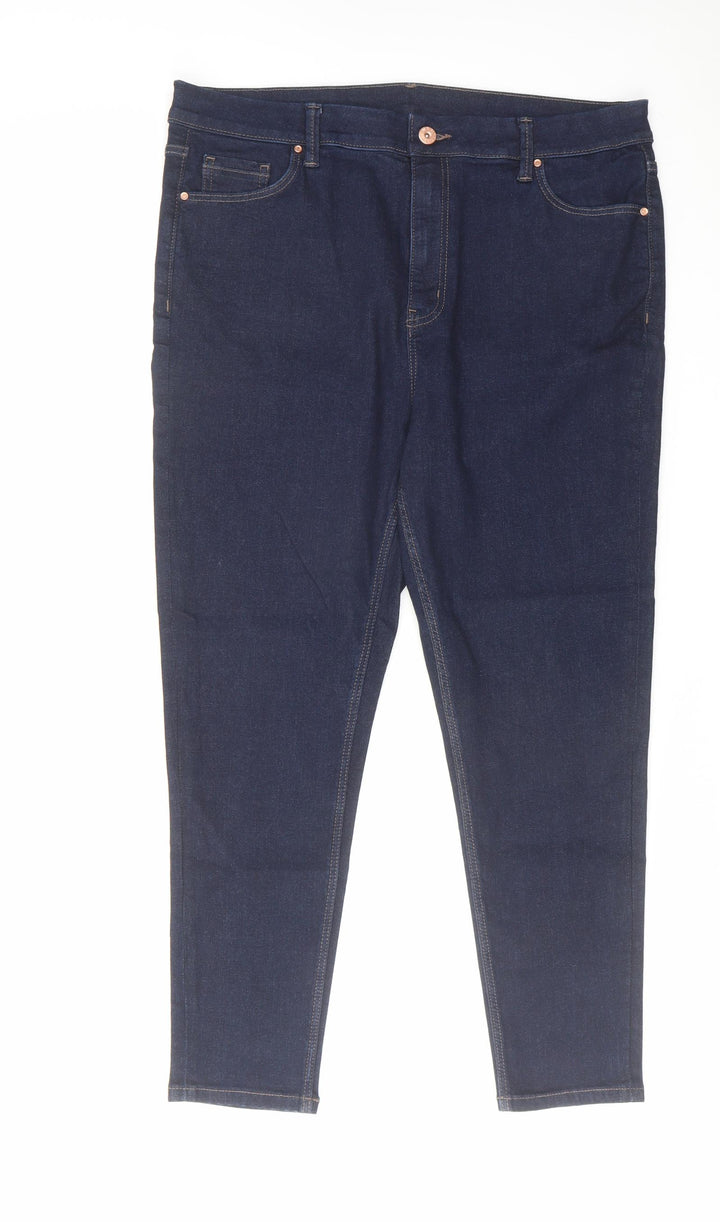 Marks and Spencer Womens Blue Cotton Skinny Jeans Size 36 in L26 in Regular Zip