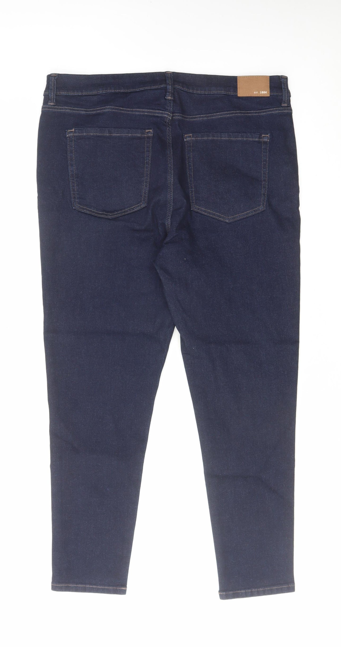 Marks and Spencer Womens Blue Cotton Skinny Jeans Size 36 in L26 in Regular Zip