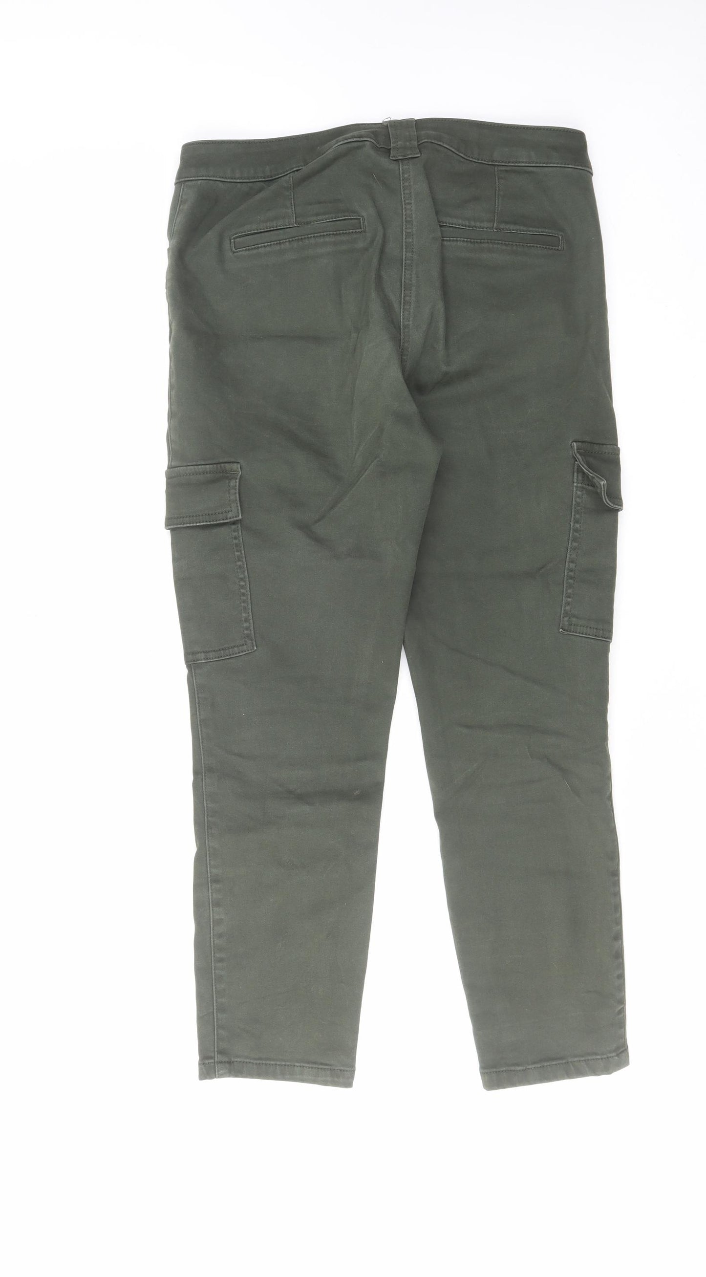 NEXT Womens Green Cotton Cropped Jeans Size 12 L24 in Regular Zip