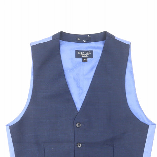 Original Penguin Mens Blue Polyester Jacket Suit Waistcoat Size 36 Regular - #