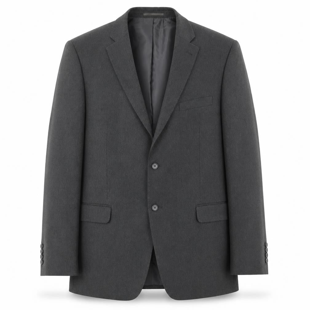 Front view of Greenwoods men’s grey polyester jacket suit jacket, size 44, regular