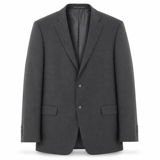 Front view of Greenwoods men’s grey polyester jacket suit jacket, size 44, regular