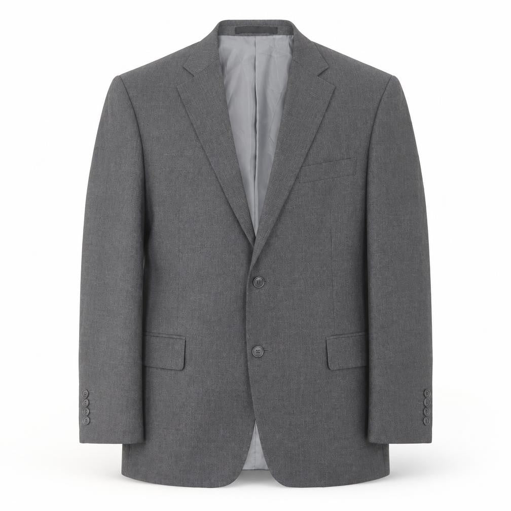Front view of Marks & Spencer men’s grey polyester jacket suit jacket, size 42, regular