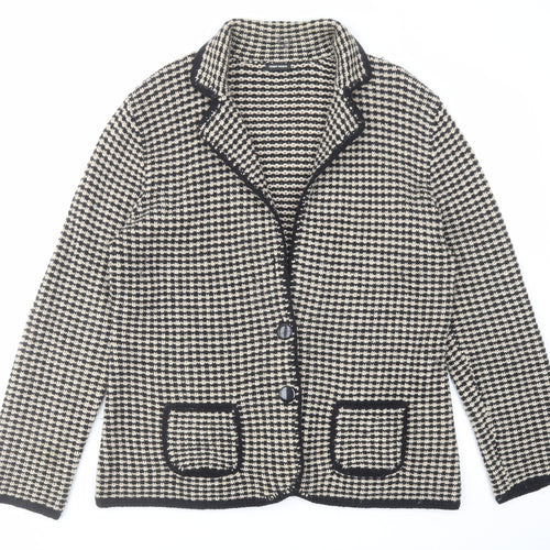 Gerry Weber Womens Beige Collared Viscose Cardigan Jumper Size 16